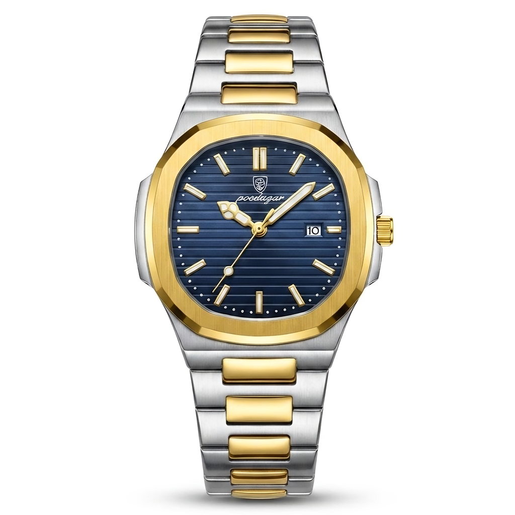 Poedagar 789 Men's Watch PGDBL  | Gold Blue