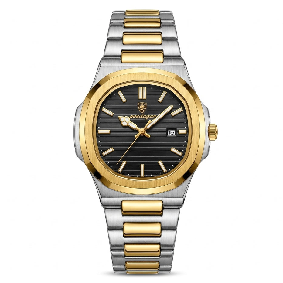 Poedagar 789 Men's Watch PGDBLK  | Gold Black