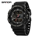 SANDA 3129 Black Grey Sport Watch - Full Front