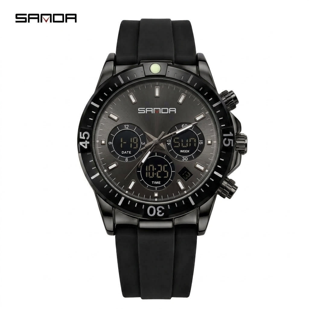 SANDA 6192 Full Black Men's Sport Watch - Lifestyle Shot