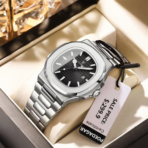 Poedagar 613 Men's Watch PSLBLK  | Silver Black