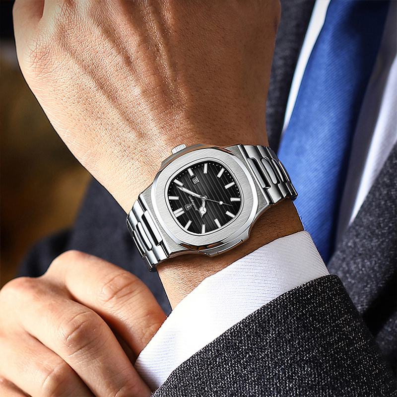 Poedagar 613 Men's Watch PSLBLK  | Silver Black
