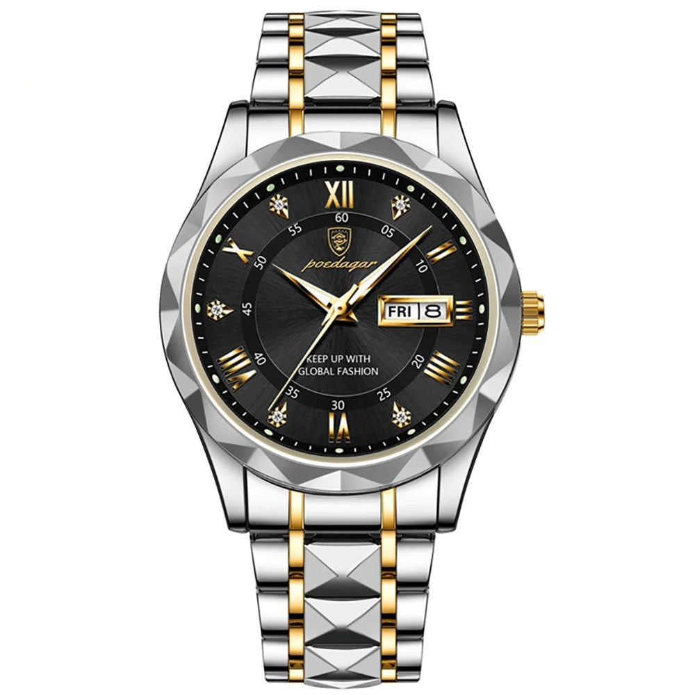 Poedagar 615 Men's Watch PG GD BLK  | Gold Black