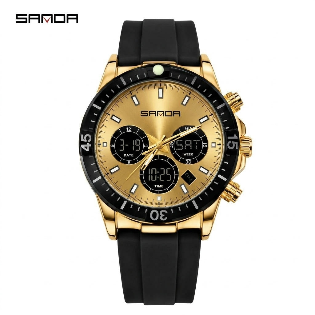 SANDA 6192 Men's Sport Dual Display Watch - Front View
