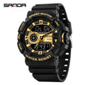 SANDA 3129 Black Gold Men's Sport Tactical Watch - Front View