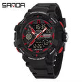 SANDA 6226 Sports Watch – Black / Red, front view