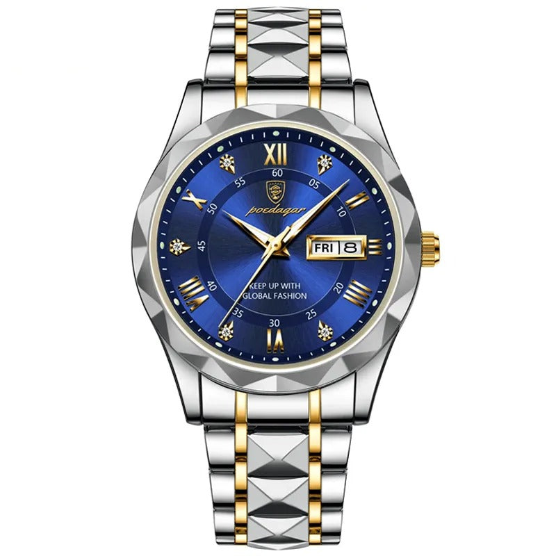 Poedagar 615 Men's Watch PG GD BL  | Gold Blue