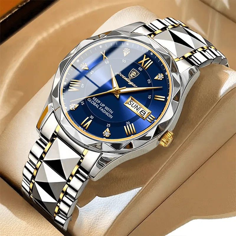 Poedagar 615 Men's Watch PG GD BL  | Gold Blue