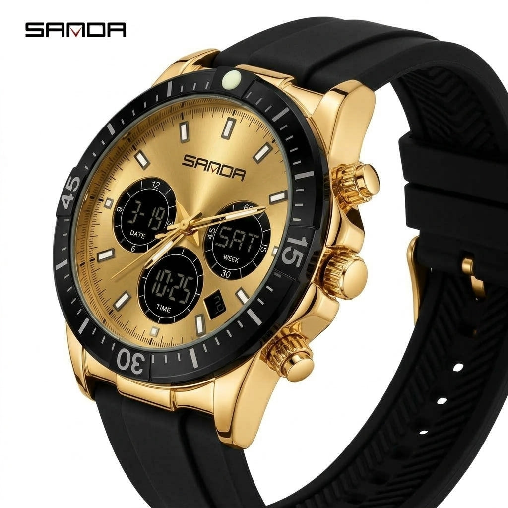 SANDA 6192 Men's Sport Dual Display Watch - Three Quarter View