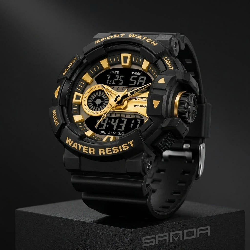 SANDA 3129 Black Gold Men's Sport Tactical Watch - Lifestyle Shot