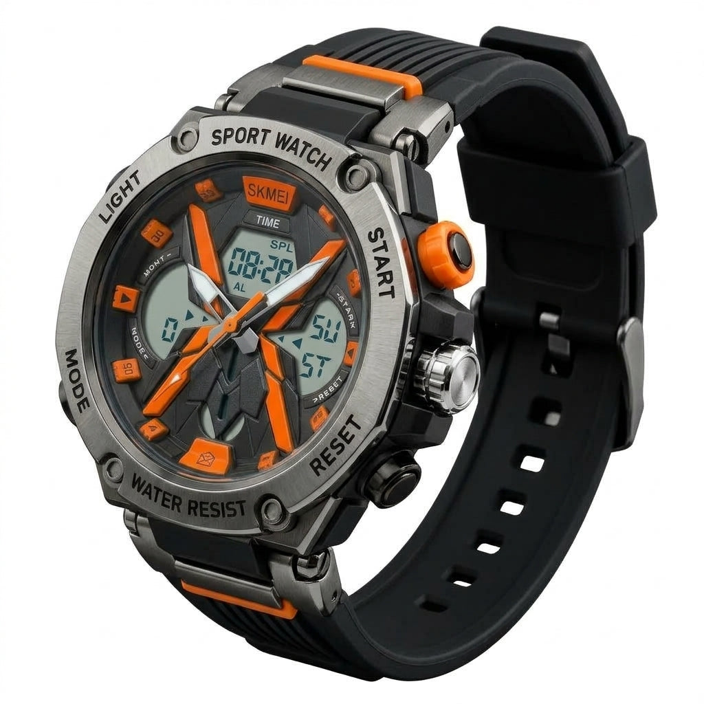 SKMEI 2602 Black Gold Sport Watch - Side Angle