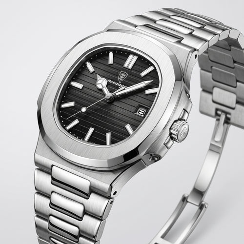 Poedagar 613 Men's Watch PSLBLK  | Silver Black