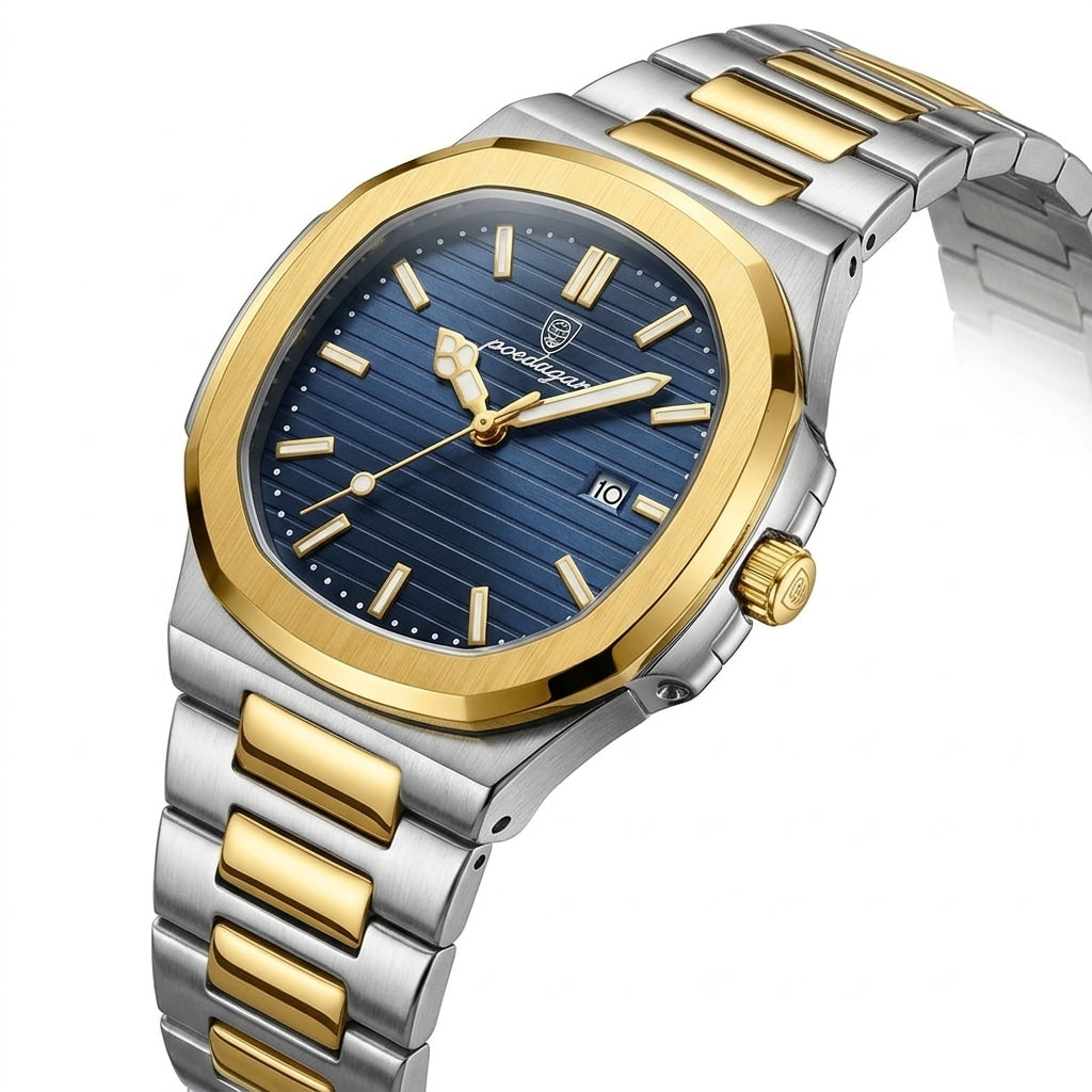 Poedagar 789 Men's Watch PGDBL  | Gold Blue